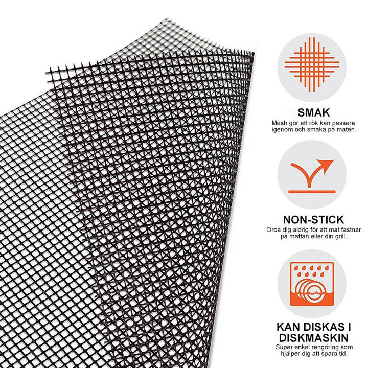 Grillfine BBQ Grillnetz / Tapis de Grill | Antiadhésif & Réutilisable | Résistant à la chaleur jusqu'à 370 °C | Pour Viande, Poisson & Légumes