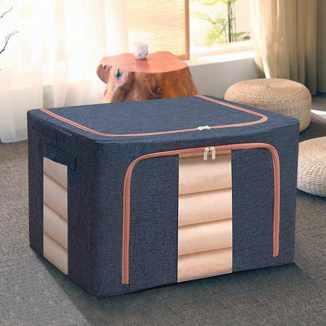 FoldiView - Boîte de rangement pliable avec cadre en métal et fenêtres