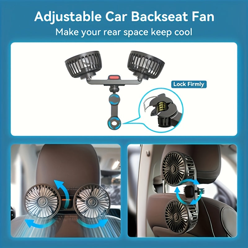 Ventilateur double AirTrek Duo | Pivotant à 360° | Ultra-silencieux & Compact | Ventilateur USB pour voiture avec 5 pales