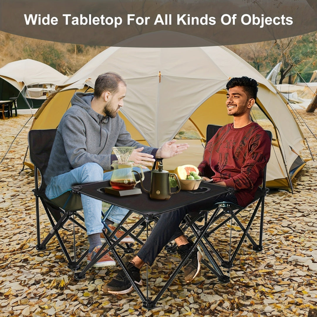 Ensemble de sièges de jardin pliable Campafleur | 2 chaises & 1 table | Motif floral | Portable & Résistant aux intempéries