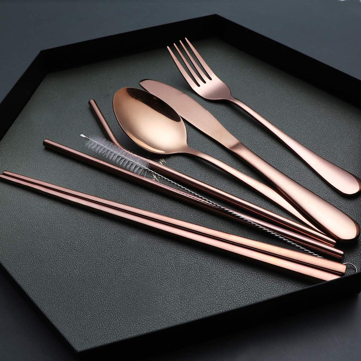 Set de couverts GoCutlery | 4 pièces pour emporter | Acier inoxydable & sans BPA | Avec étui de transport