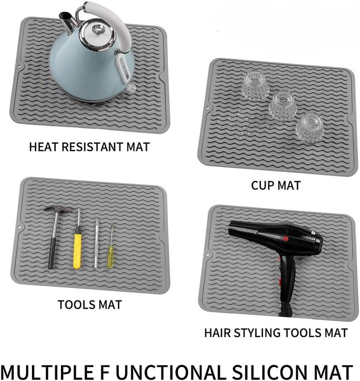 KÜCHENWELLA Tapis de Cuisine en Silicone | Résistant à la Chaleur & Antidérapant | Tapis d'égouttage, Insert de Réfrigérateur & de Tiroir | Sans BPA & Facile à Nettoyer
