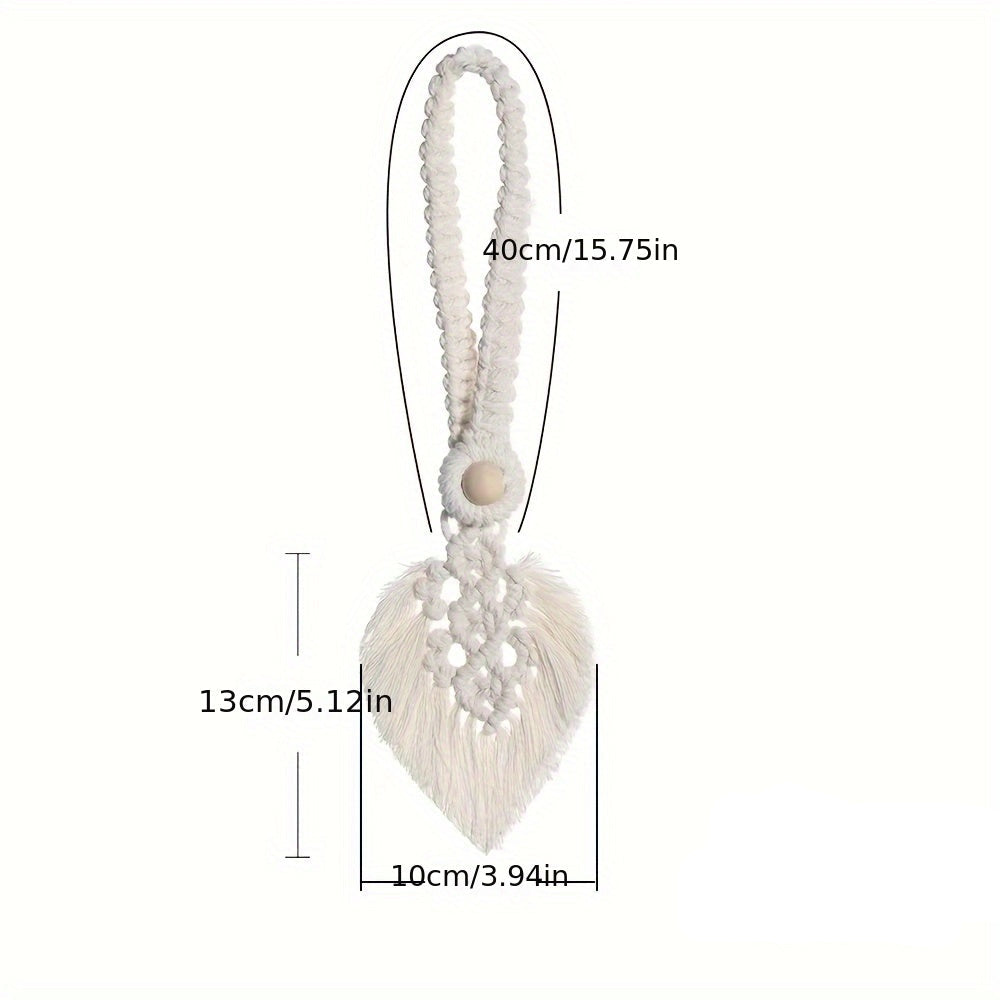 Support de rideau Boho KNOTANA | Set de 2 | Tissé à la main en 100 % coton | 45 cm | Style macramé