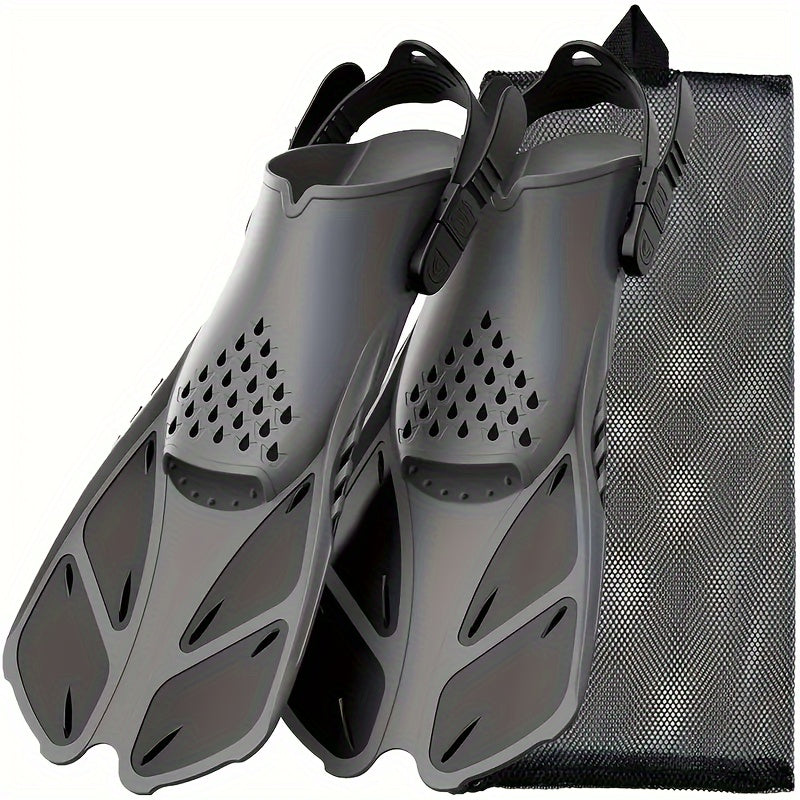 Palmes de snorkeling SeaVana Glide | Ajustables & Courtes | Talon Ouvert | Pour Voyage & Loisirs | Unisexe