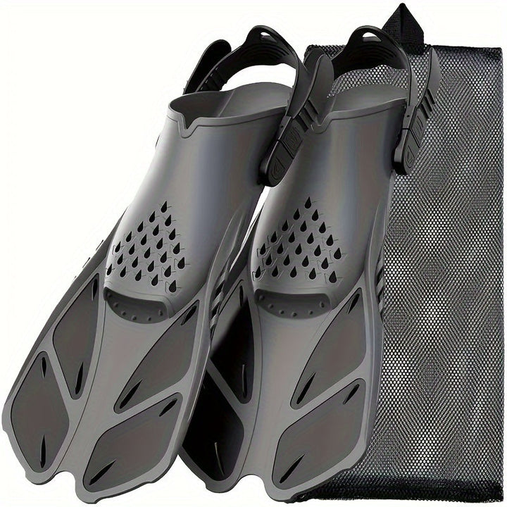 Palmes de snorkeling SeaVana Glide | Ajustables & Courtes | Talon Ouvert | Pour Voyage & Loisirs | Unisexe