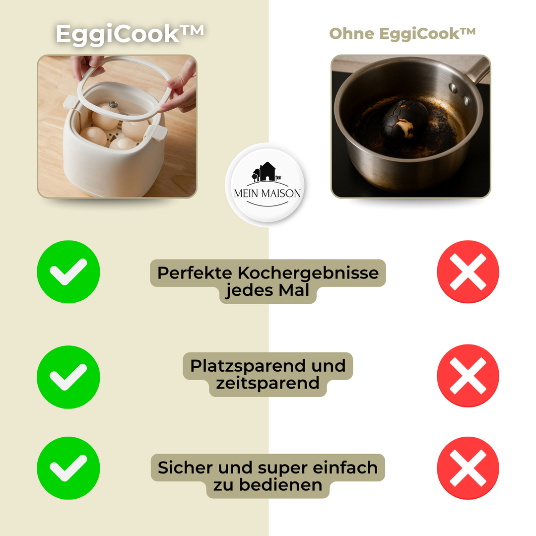 Cuit-oeufs électrique EggiCook | Oeufs parfaits d'un simple bouton | Arrêt automatique | 4 oeufs