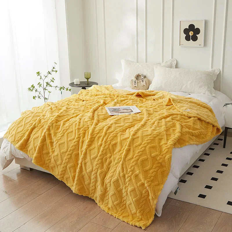Couverture en Laine d'Agneau WoolAura | Épais des Deux Côtés | Flanelle & Laine d'Agneau | Doux & Chaud