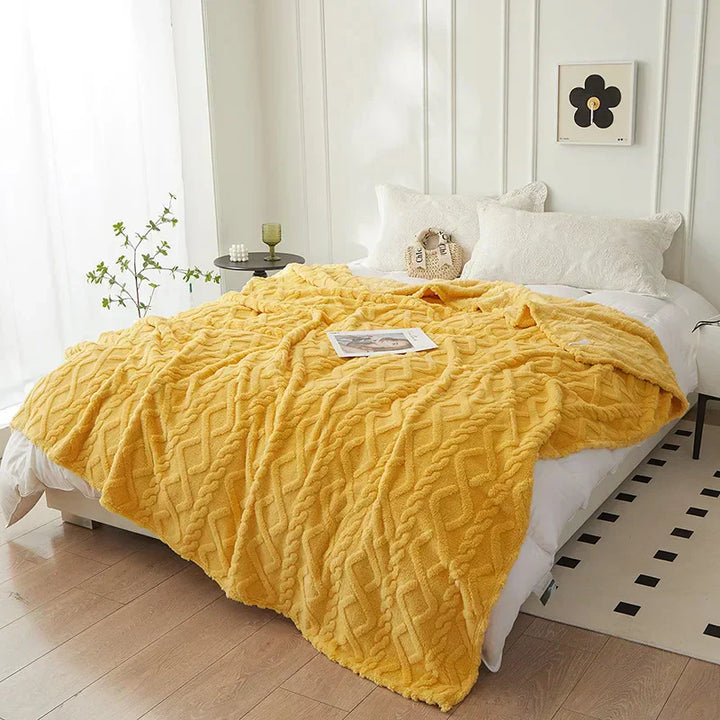 Couverture en Laine d'Agneau WoolAura | Épais des Deux Côtés | Flanelle & Laine d'Agneau | Doux & Chaud