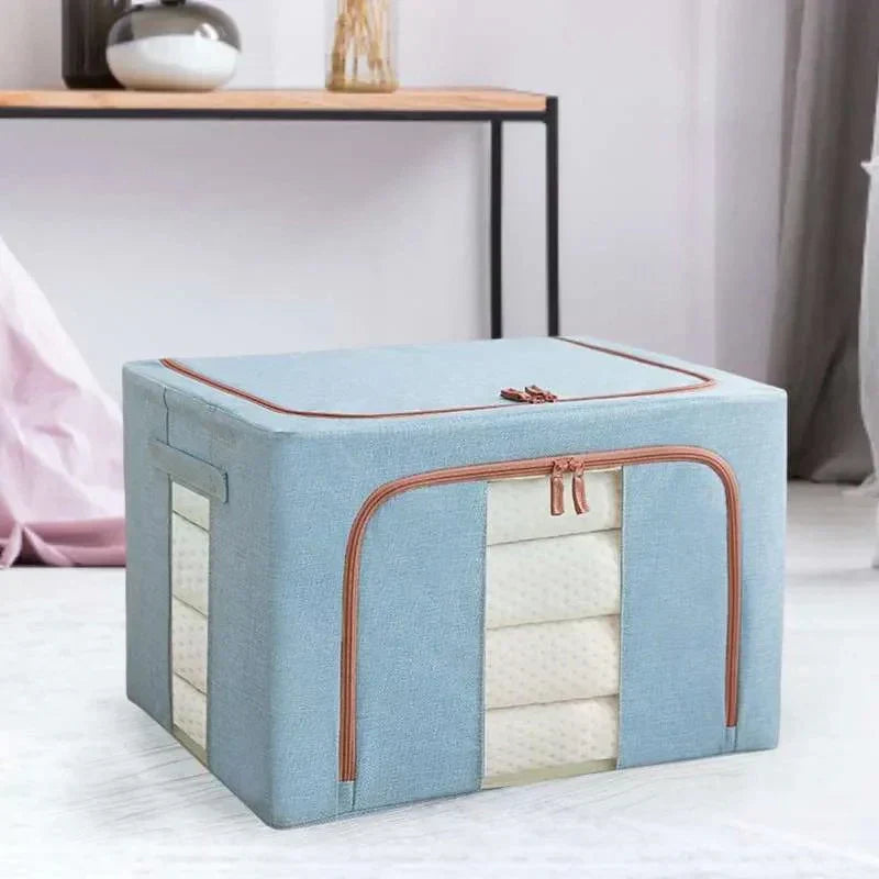 FoldiView - Boîte de rangement pliable avec cadre en métal et fenêtres