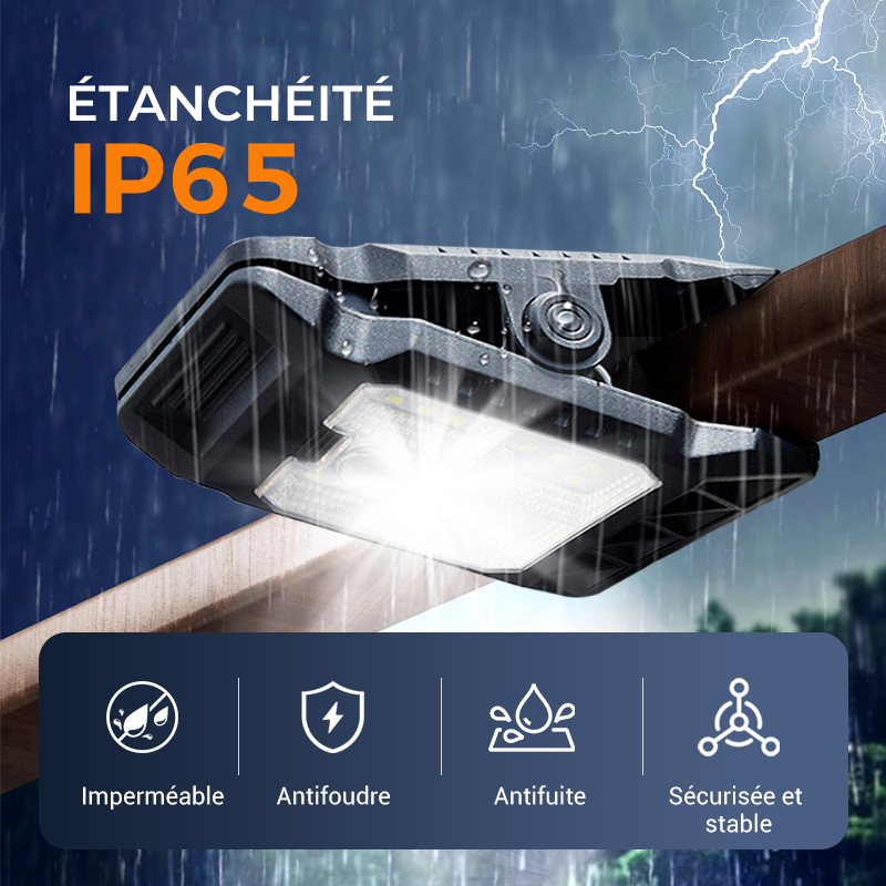 Lumière solaire extérieure à clip