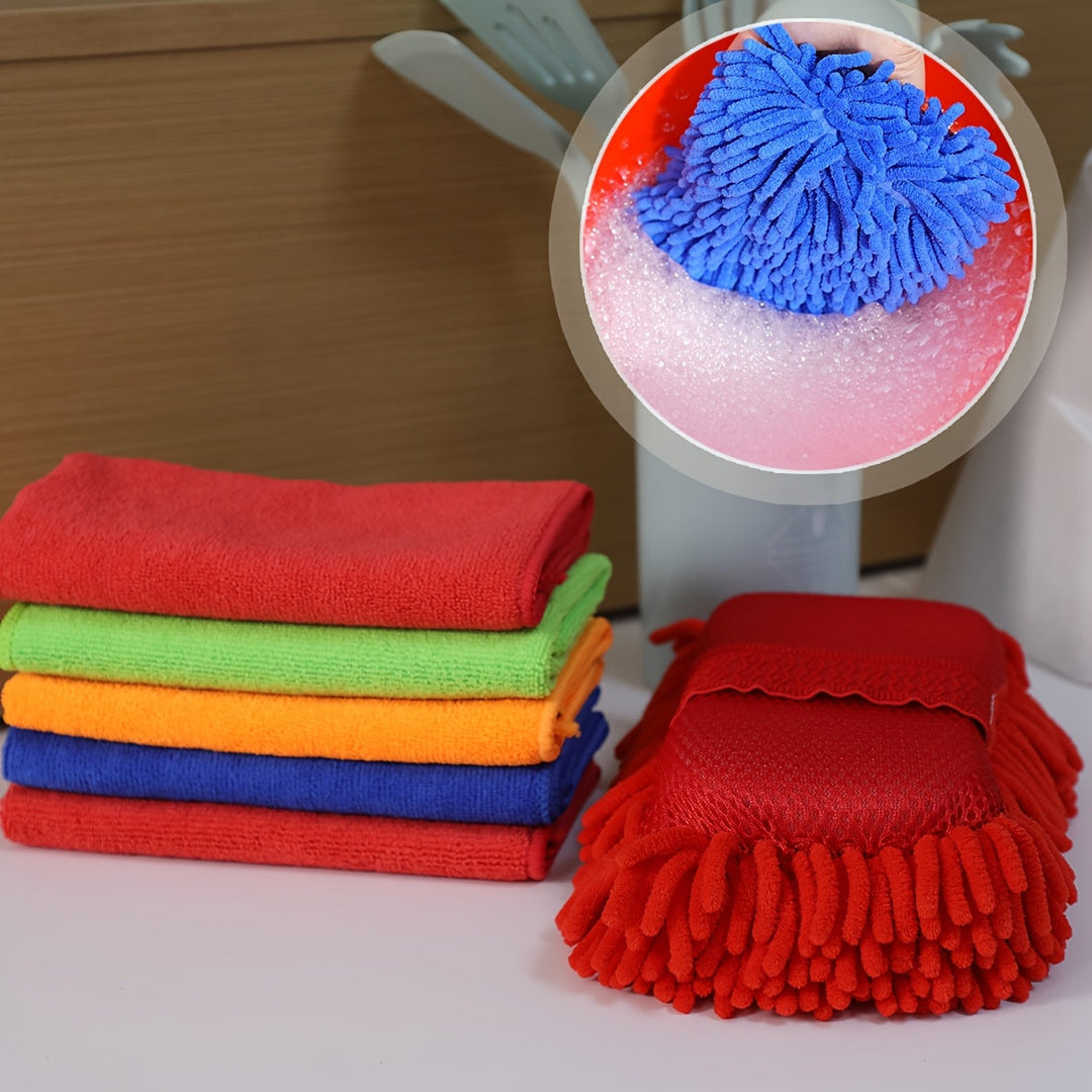 GlanzWerk Kit de nettoyage auto 6 pièces | Microfibre & Chenille | Sans rayures & Super absorbant | Pour voiture & maison