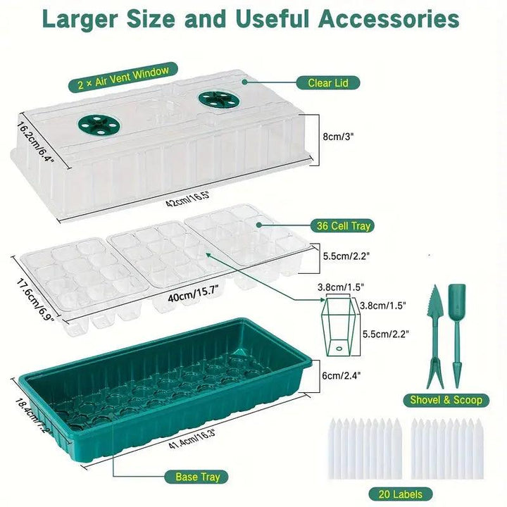 Growmida Kit de Culture Intérieur | Avec Lumière de Plante LED & Couverture d'Humidité Réglable | Station de Semis à 36 Cellules | Inclus Accessoires