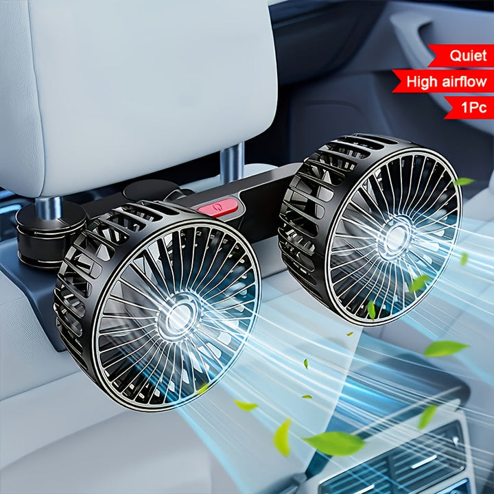 Ventilateur double AirTrek Duo | Pivotant à 360° | Ultra-silencieux & Compact | Ventilateur USB pour voiture avec 5 pales