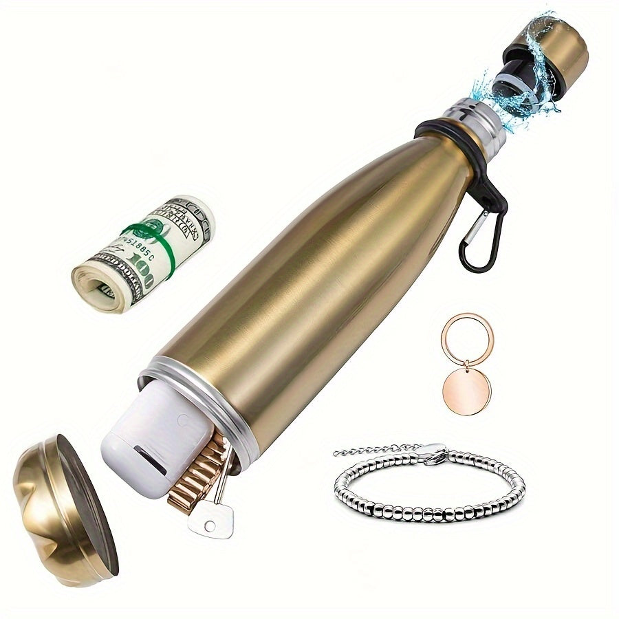 Bouteille Isolante VaultBottle Smart | Avec compartiment secret | 12h chaud & 24h froid | Acier inoxydable | 450 ml | 27×7 cm