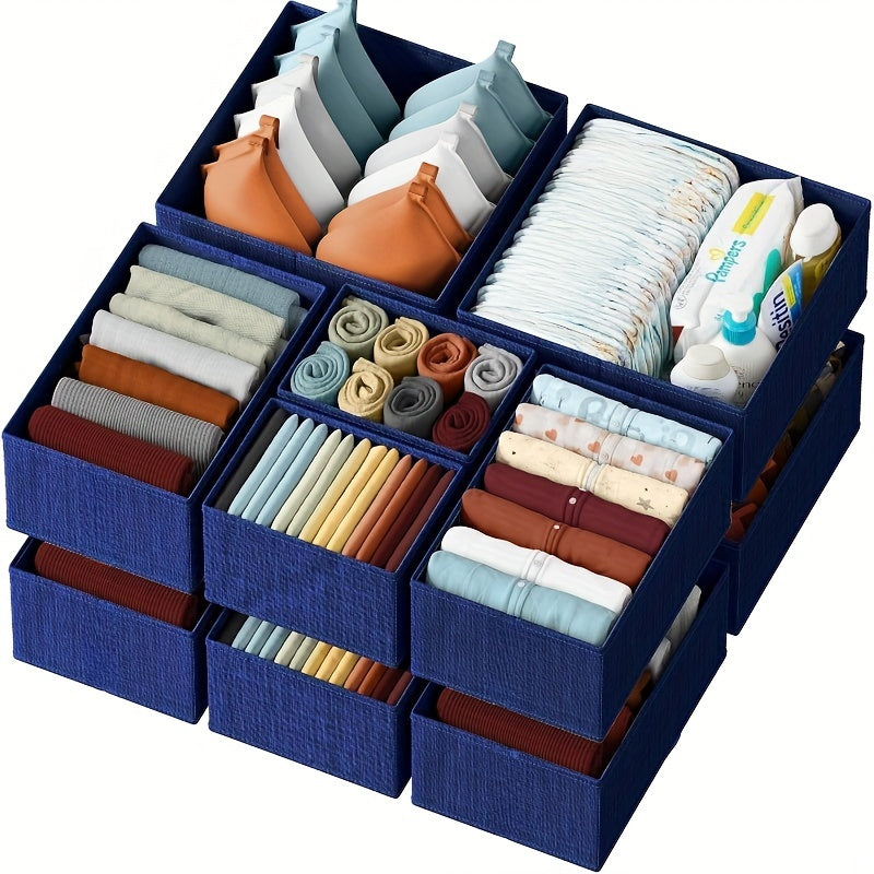 KidyTidy Ensemble de 12 Organisateurs de Tiroirs pour Chambre d'Enfant | Respirant & Pliable | Tissu Non-Tissé | Gris Clair avec Blanc