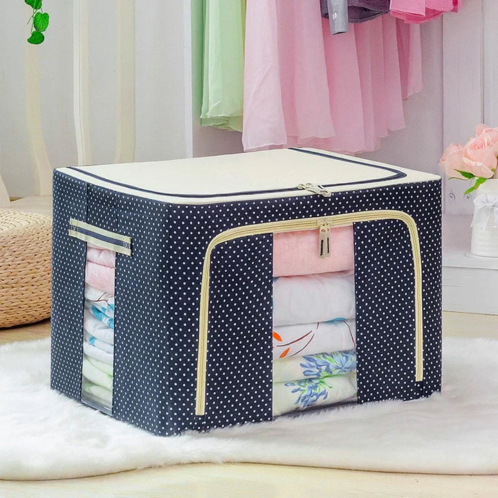 FoldiView - Boîte de rangement pliable avec cadre en métal et fenêtres