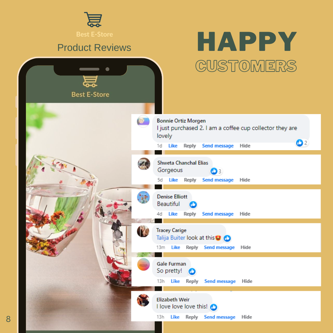 Tasses en verre avec des fleurs séchées