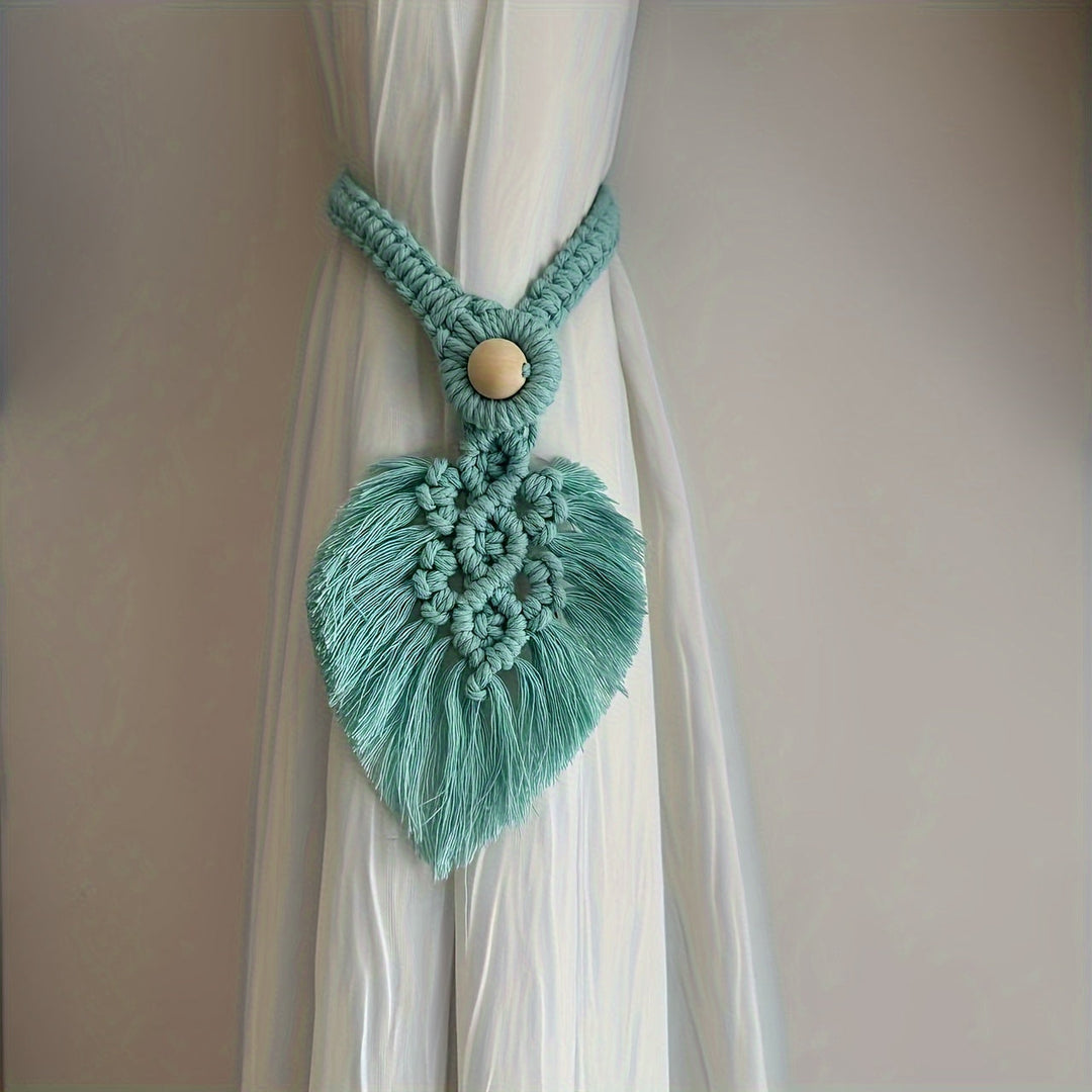 Support de rideau Boho KNOTANA | Set de 2 | Tissé à la main en 100 % coton | 45 cm | Style macramé