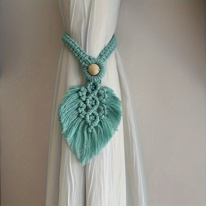 Support de rideau Boho KNOTANA | Set de 2 | Tissé à la main en 100 % coton | 45 cm | Style macramé