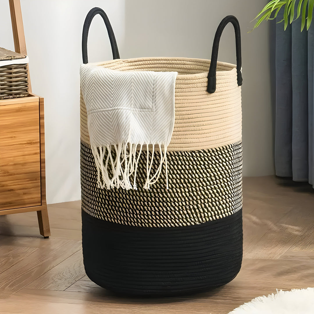 Panier de rangement CORDAVO | Pliable & Robuste | Volume de 50 L | Corde en coton au look naturel | 40×60 cm