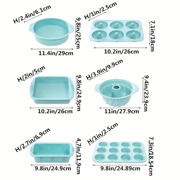 Set de moules à pâtisserie en silicone Bakefinity 6 pièces | Antiadhésif & Flexible | Pour gâteaux, muffins, donuts & pain