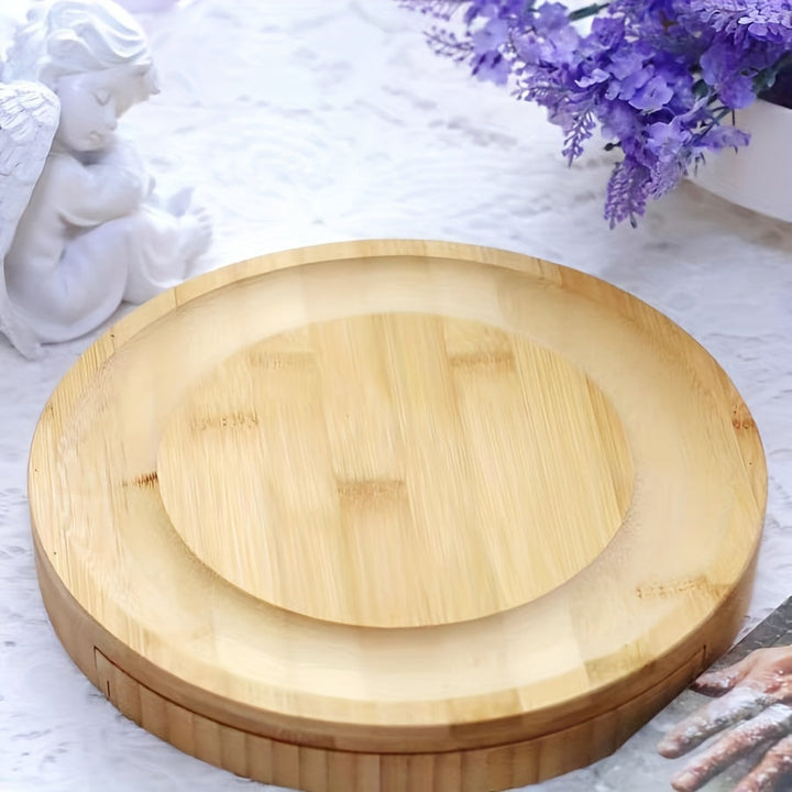 Plateau à fromage Bambucina Runde en bambou | Avec tiroir extensible & 4 couteaux à fromage | Durable & Élégant