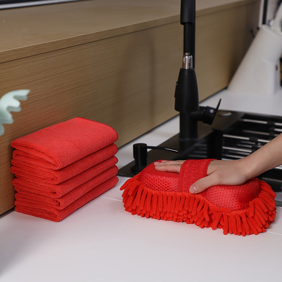 GlanzWerk Kit de nettoyage auto 6 pièces | Microfibre & Chenille | Sans rayures & Super absorbant | Pour voiture & maison