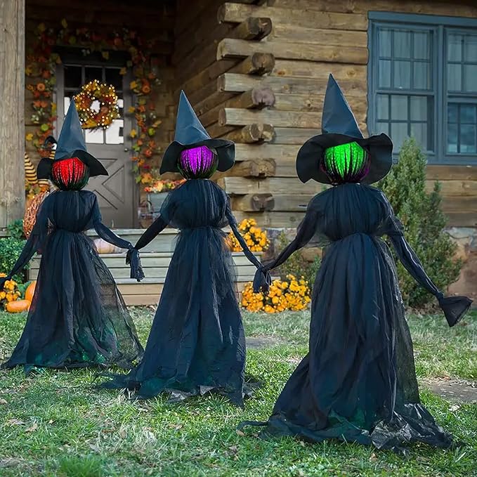 HexaGlow – Trio de sorcières Halloween lumineuses !