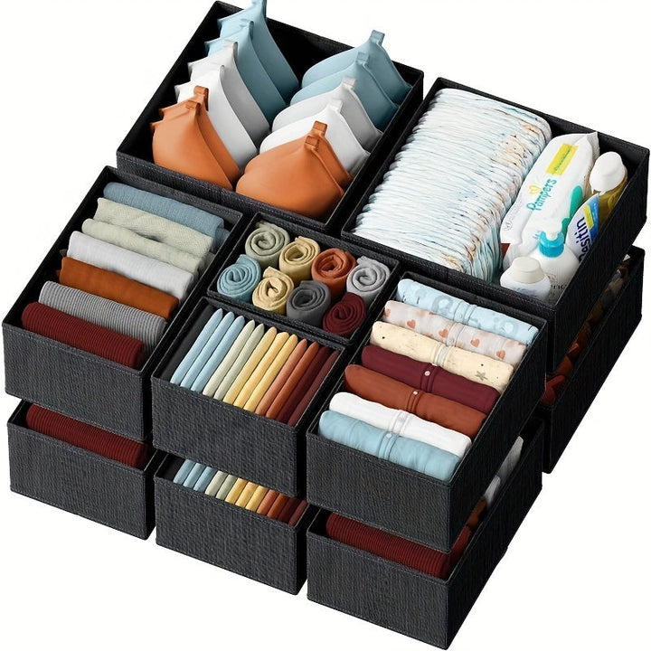 KidyTidy Ensemble de 12 Organisateurs de Tiroirs pour Chambre d'Enfant | Respirant & Pliable | Tissu Non-Tissé | Gris Clair avec Blanc