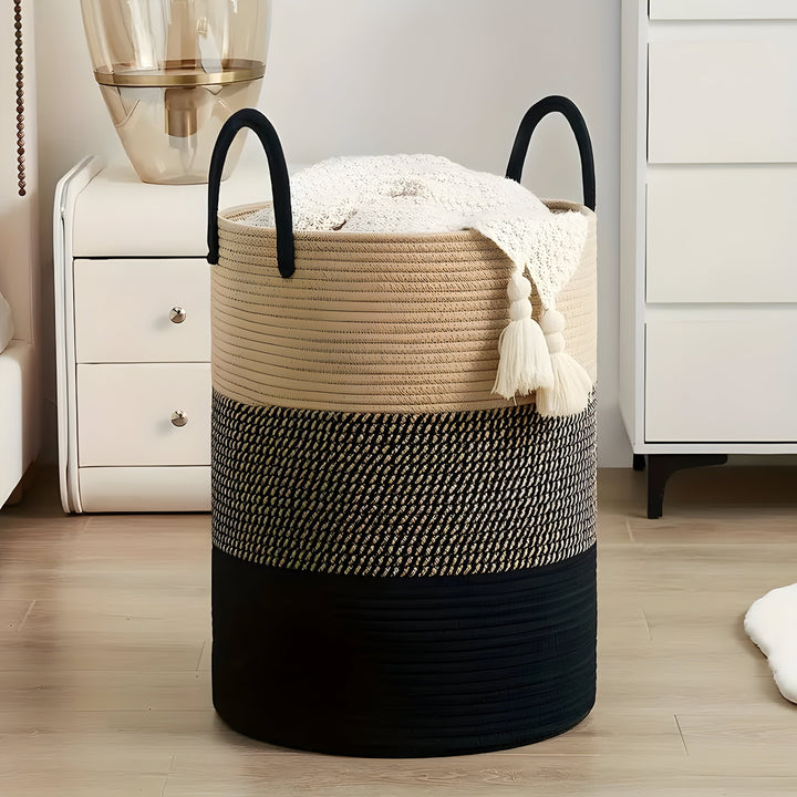 Panier de rangement CORDAVO | Pliable & Robuste | Volume de 50 L | Corde en coton au look naturel | 40×60 cm