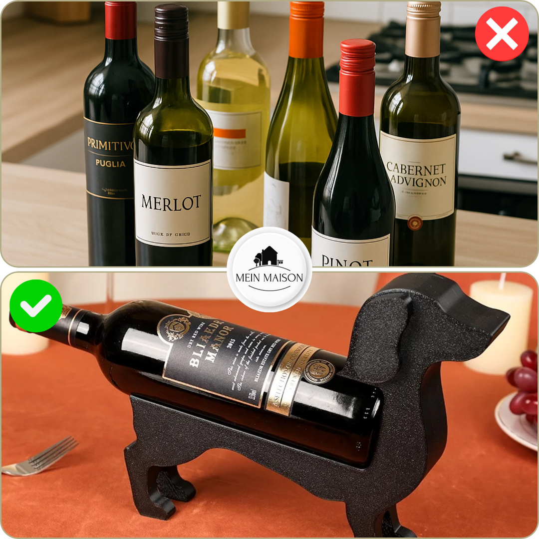 Support de bouteille de vin Dackel CorkHound | Design original | Stable & décoratif | Pour 375–500 ml