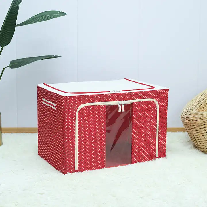 FoldiView - Boîte de rangement pliable avec cadre en métal et fenêtres