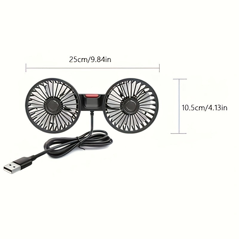 Ventilateur double AirTrek Duo | Pivotant à 360° | Ultra-silencieux & Compact | Ventilateur USB pour voiture avec 5 pales