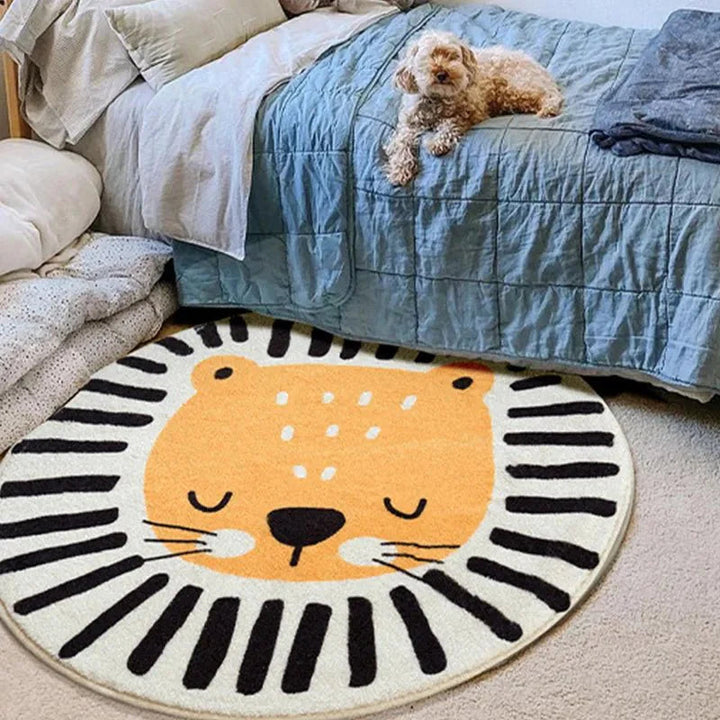 Playora Tapis Rond pour Enfants | Design Cartoon & Tapis de Jeu | Lavable | Pour Salle de Jeu & Chambre