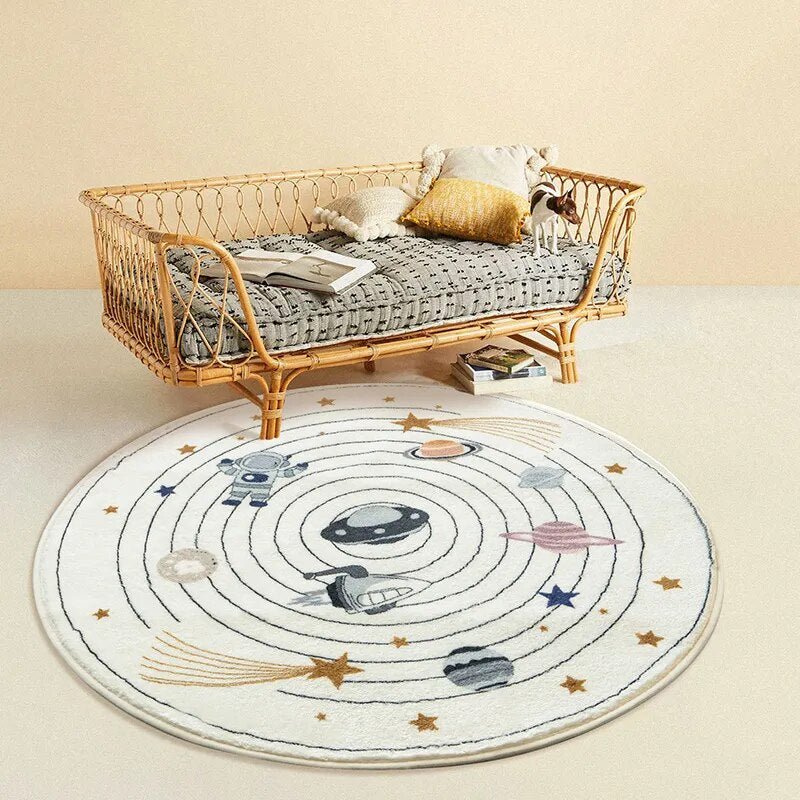Playora Tapis Rond pour Enfants | Design Cartoon & Tapis de Jeu | Lavable | Pour Salle de Jeu & Chambre