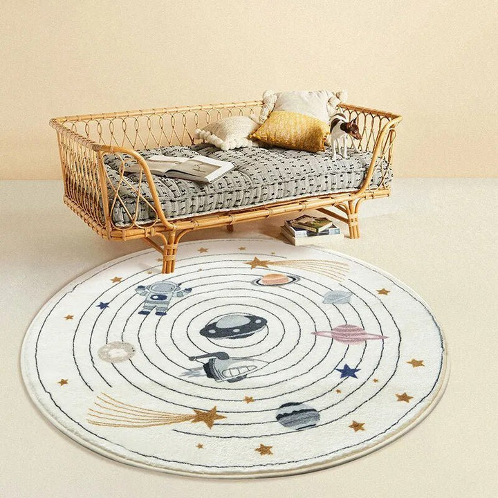 Playora Tapis Rond pour Enfants | Design Cartoon & Tapis de Jeu | Lavable | Pour Salle de Jeu & Chambre