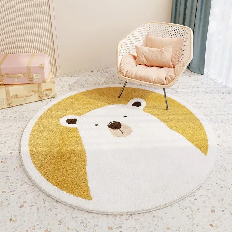 Playora Tapis Rond pour Enfants | Design Cartoon & Tapis de Jeu | Lavable | Pour Salle de Jeu & Chambre