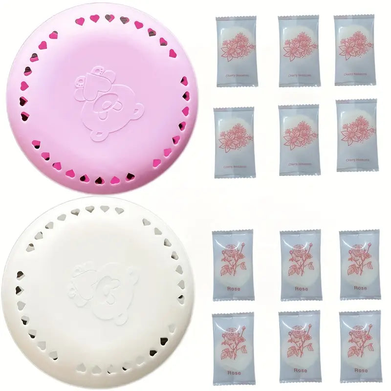 AromaLeaf Tabs désodorisants 12 pièces | Parfum Rose & Sakura | Utilisation polyvalente | Comprimés de parfum compacts