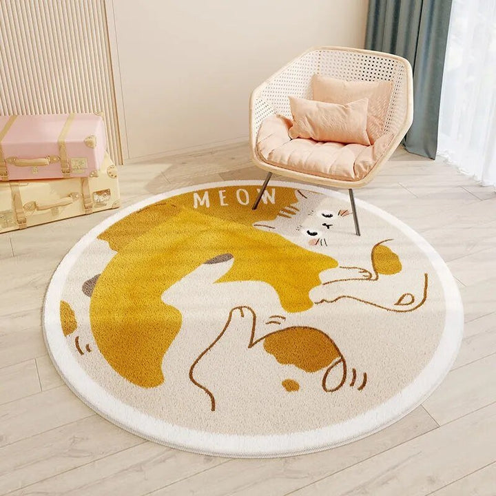 Playora Tapis Rond pour Enfants | Design Cartoon & Tapis de Jeu | Lavable | Pour Salle de Jeu & Chambre