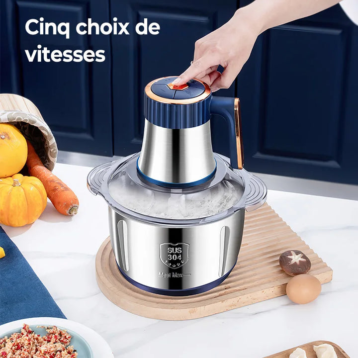 PowerMix Pro | Hachoir à viande électrique & hachoir universel | Capacité de 5 L | 6 lames en acier inoxydable | 5 vitesses | 500 W de puissance