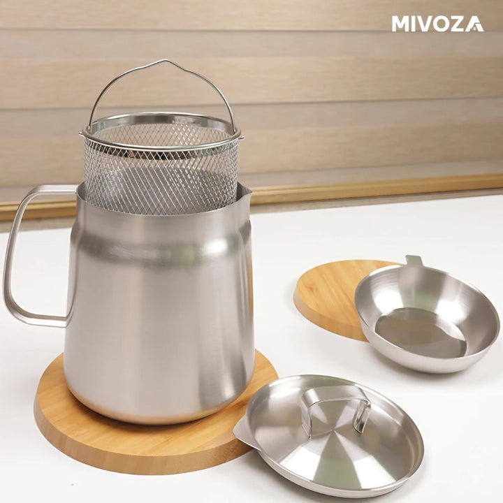OilSaver - Récipient à huile de cuisine en acier inoxydable avec filtre