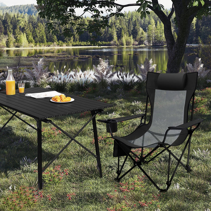 CAMPURE Relax Chaise Longue | Réglable & Pliable | Avec Repose-Pieds | Ultra-légère & Portable – Noir/Gris