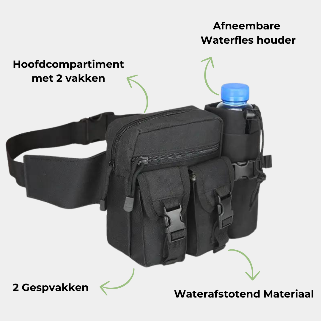 WanderHüfttasche | Résistant à l'eau & Léger | Avec porte-bouteille | Réglable jusqu'à 118 cm