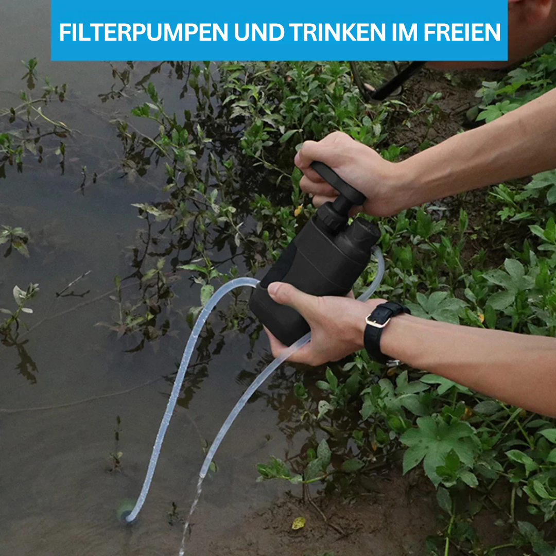 Filtre à eau extérieur PureTrek Survival | Capacité de filtration de 5000 L | Système de filtration en 4 étapes | Compact et robuste