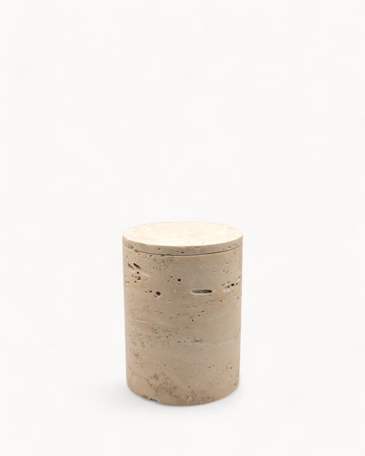 Pot en marbre - Travertin beige naturel - Pot de rangement pour bougies
