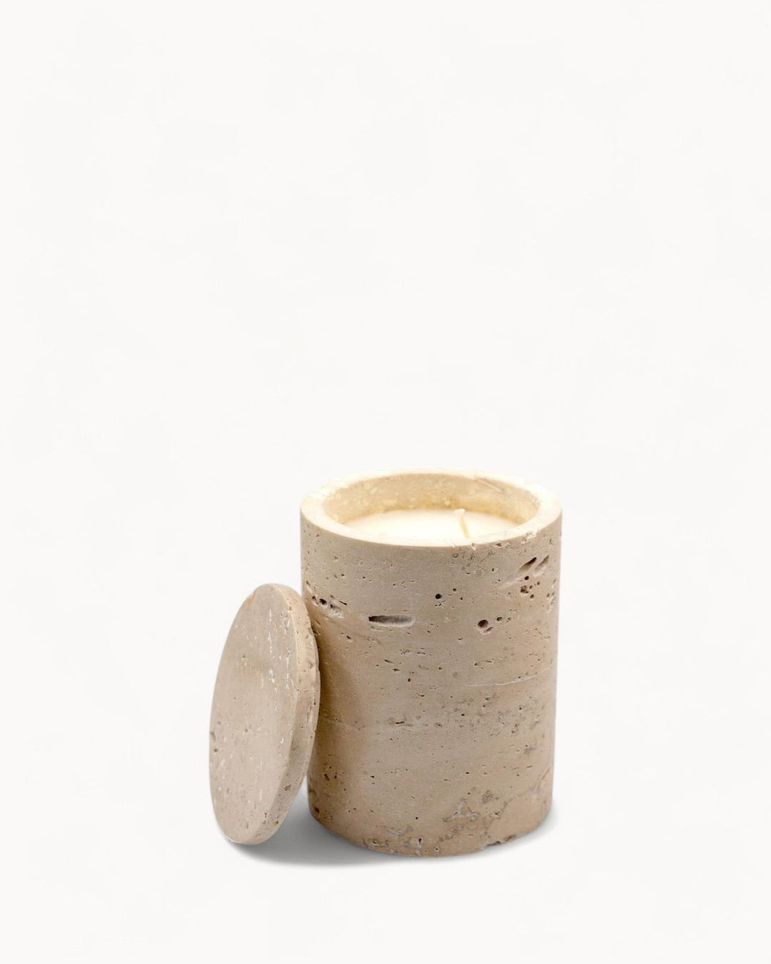 Pot en marbre - Travertin beige naturel - Pot de rangement pour bougies