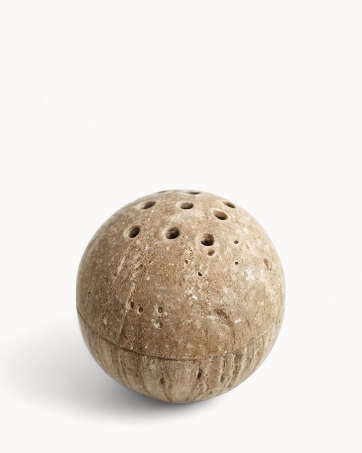 Brûleur d'encens Wabi Sabi - Pierre naturelle de travertin beige, fait main