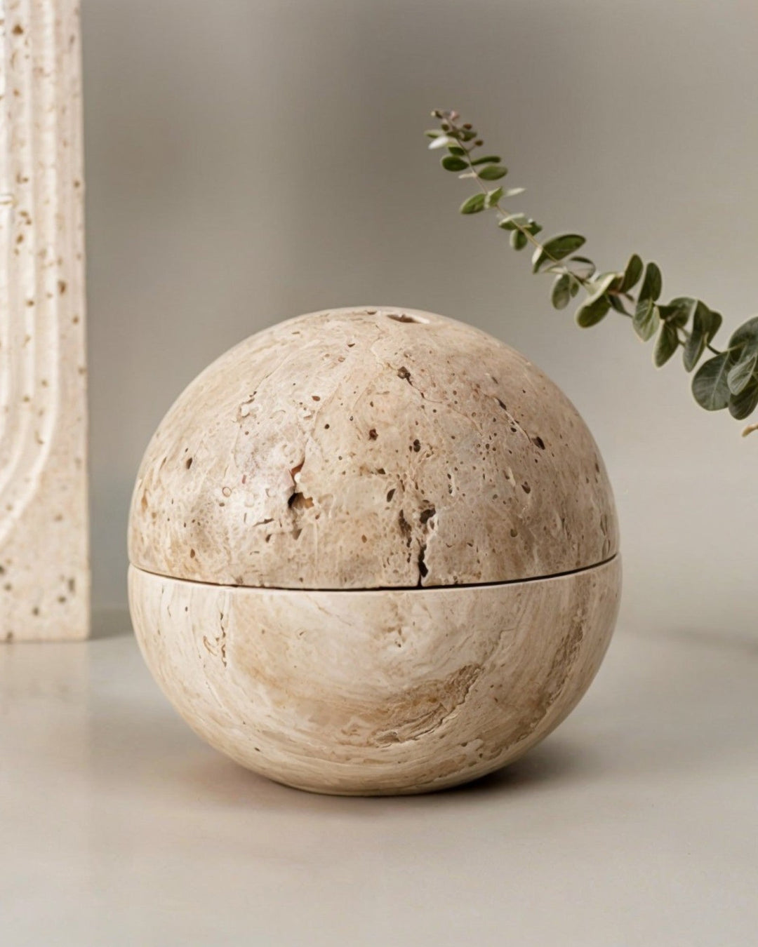 Brûleur d'encens Wabi Sabi - Pierre naturelle de travertin beige, fait main