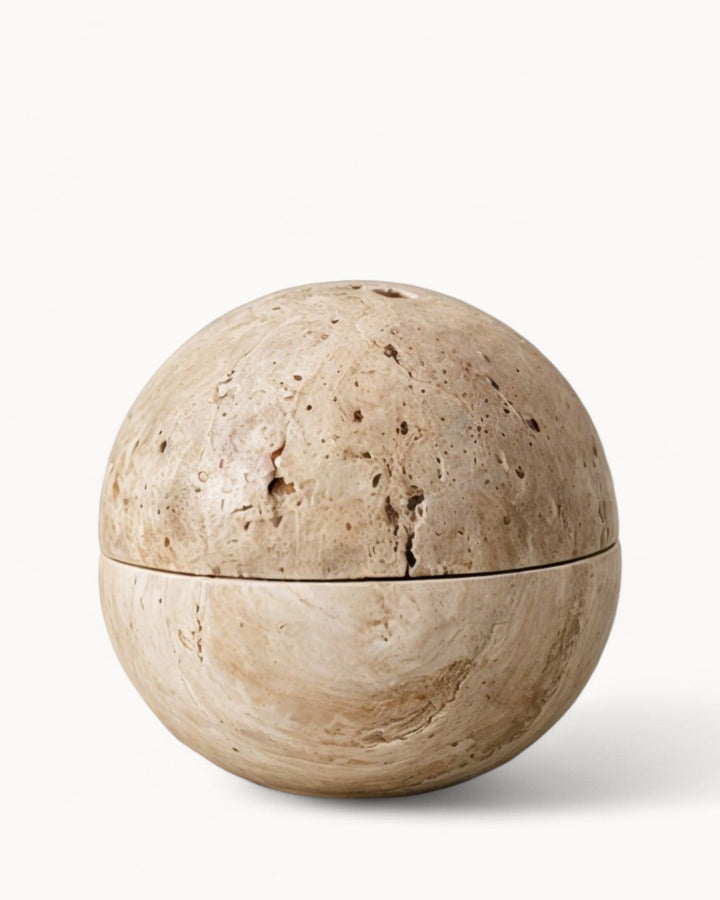 Brûleur d'encens Wabi Sabi - Pierre naturelle de travertin beige, fait main