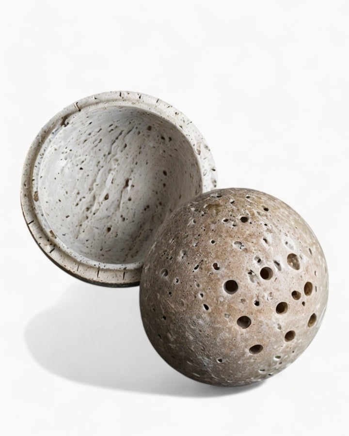 Brûleur d'encens Wabi Sabi - Pierre naturelle de travertin beige, fait main